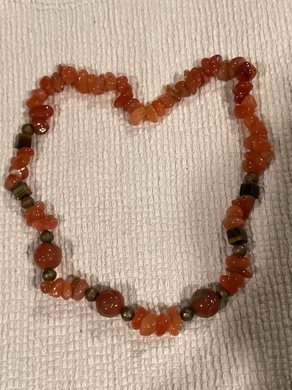 Handcrafted Orange Carnelian Chip Necklace with Bead Accents